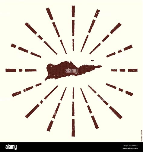 Saint Croix Logo Grunge Sunburst Poster With Map Of The Island Shape