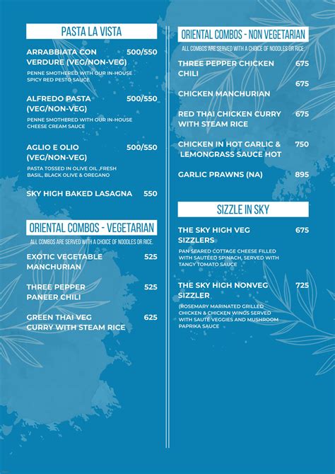 Menu of The Sky High, Sector 98, Noida | Dineout