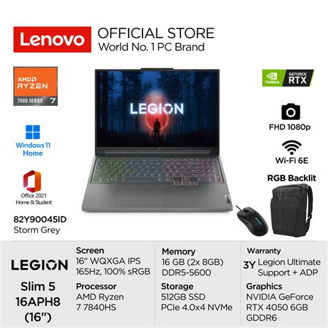 Jual Lenovo Legion Slim 5 16APH8 45ID AMD Ryzen 7 7840HS Win11 16GB