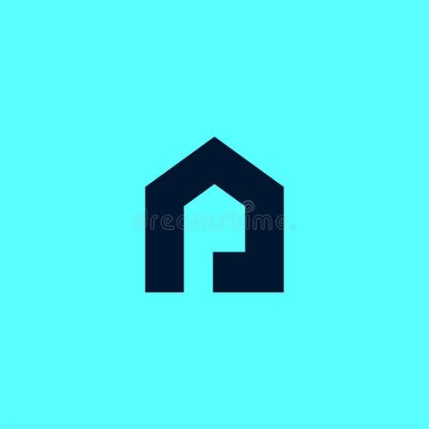 Illustration Of A Simple House Logo In A Blue Background Stock