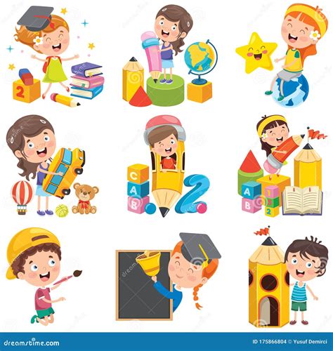 Cartoon Characters Doing Various Activities Stock Vector - Illustration ...