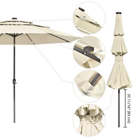 Yescom Ft Tier Patio Umbrella With Solar Powered Led Crank Tilt