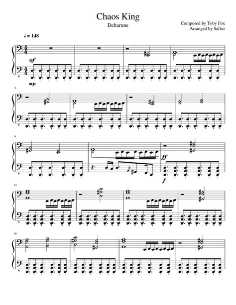 Deltarune Chaos King Sheet Music For Piano Solo