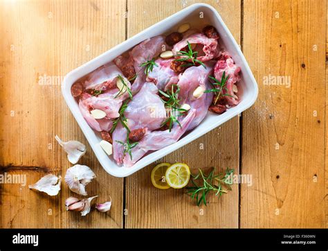 Cooking Fresh Raw Rabbit Meat Stock Photo Alamy