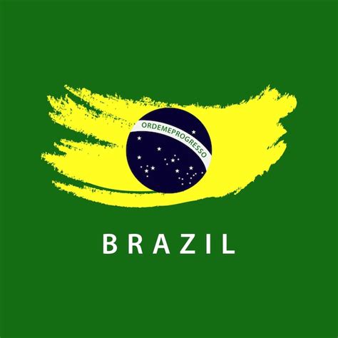 Brasil Flag Brush Logo Template Vetor Premium