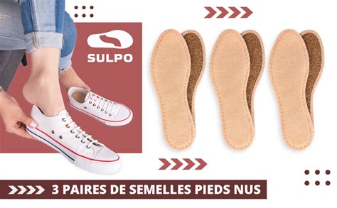 Sulpo Lot De Paires De Semelles Pieds Nus En Coton Ponge Avec