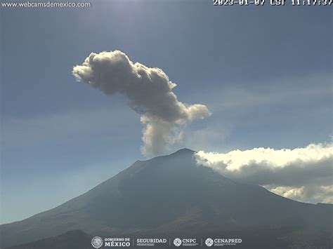 Reporte del monitoreo de CENAPRED al volcán Popocatépetl hoy 7 de enero