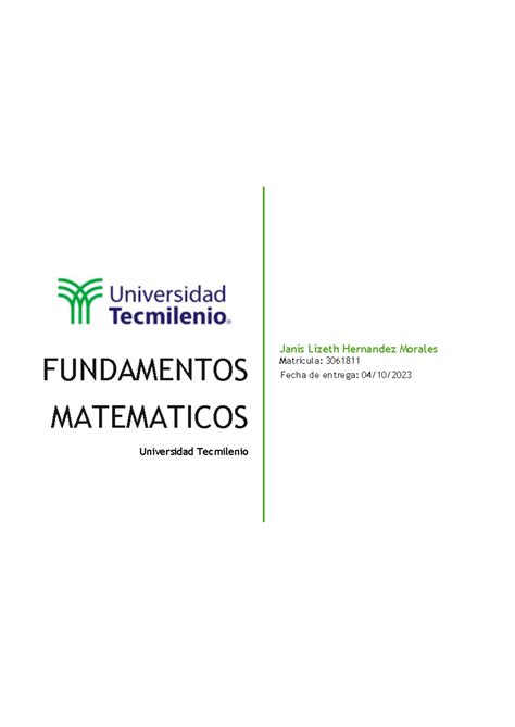 Actividades Semana Fundamentos Matematicos Universidad Tecmilenio