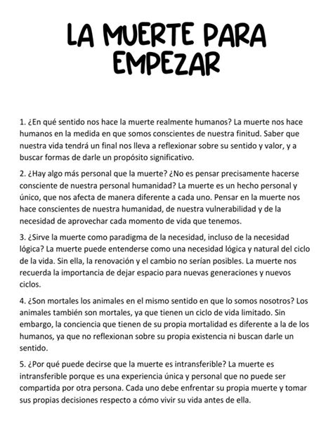 La Muerte para Empezar | PDF | Muerte | Vida 