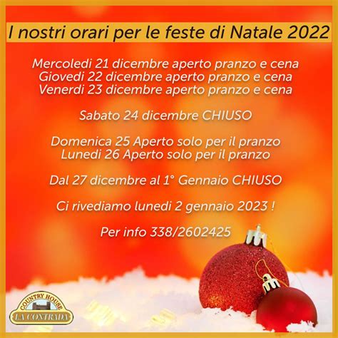 Orari Ristorante Feste Di Natale 2022 La Contrada Country House