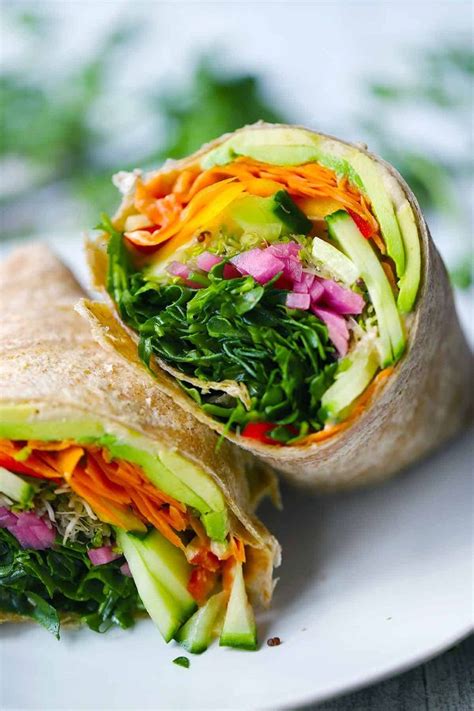 Vegan Veggie Wrap With Hummus And Avocado