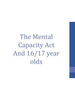 The Mental Capacity Act And Year Olds The Mental Capacity Act