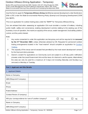 Fillable Online Newcastle Nsw Gov Form Outdoor Alfresco Dining