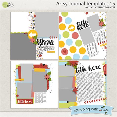 Digital Scrapbook Template Artsy Journal 15 Scrapping With Liz