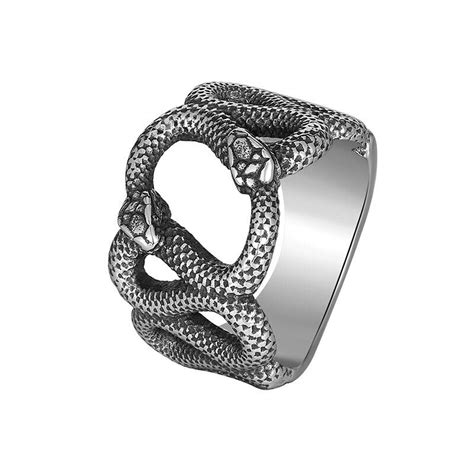 Domineering Snake Shaped Ring Non Fading Stainless Steel Hip Hop Ring