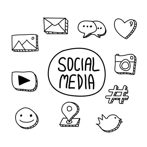 Hand Drawn Social Media Icons Simple Doodle Icons Set 13407570 Vector