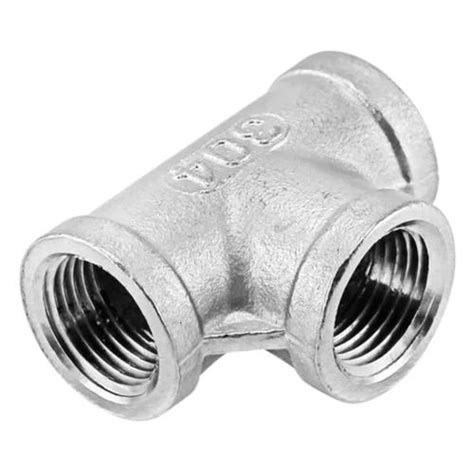 Silver Inches Threaded Connection Stainless Steel Flow Tee For Pipe