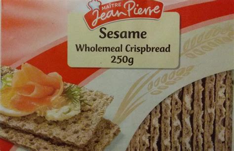 Sesame Wholemeal Crispbread Maitre Jean Pierre Kal Rie Kj A Nutri N