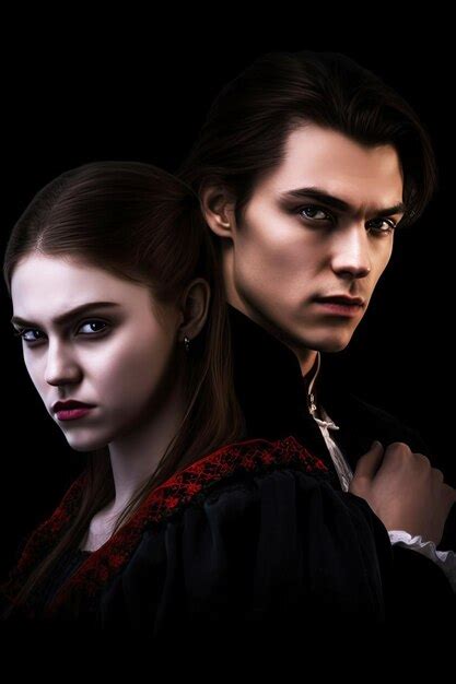 Premium Photo | A pair of attractive vampires on a black background ...