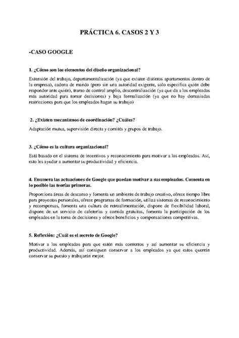 PRÁ Ctica 6 1 PRÁCTICA 6 CASOS 2 Y 3 CASO GOOGLE 1 Cómo son los