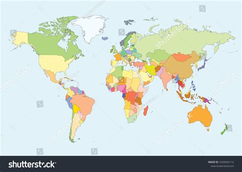 Colored Political World Map Highly Detailed Stock Vector Royalty Free 1620042112 Shutterstock