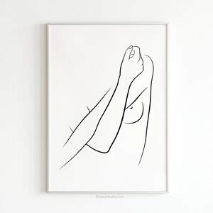 Woman Body Line Drawing Nude Body Line Art Body Language Etsy