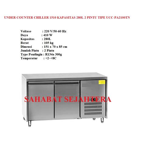 Jual Under Counter Chiller Kapasitas L Pintu Tipe Ucc