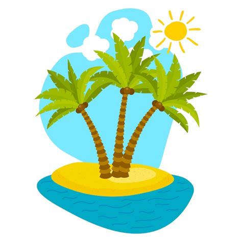 Palm Trees On An Island Cartoon