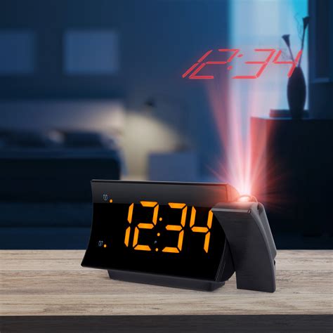 Orren Ellis Curved Led Projection Alarm Clock With Radio Wayfair