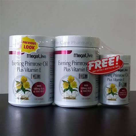 Megalive Evening Primrose Oil Plus Vitamin E 1200mg Softgels 2x120s