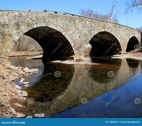 Old Stone Bridge With Three Arches Stock Image Image Of Pattern