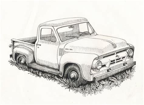 Old Ford Truck Drawing Sketches Truck Art Old Ford Trucks Drawings