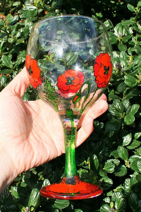 Poppy Gin Glass Hand Painted Gin Glass Red Poppies Glass Etsy Uk