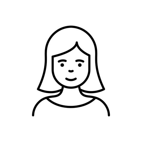 Woman Lady Line Icon Girl With Beauty Face And Hairstyle Linear