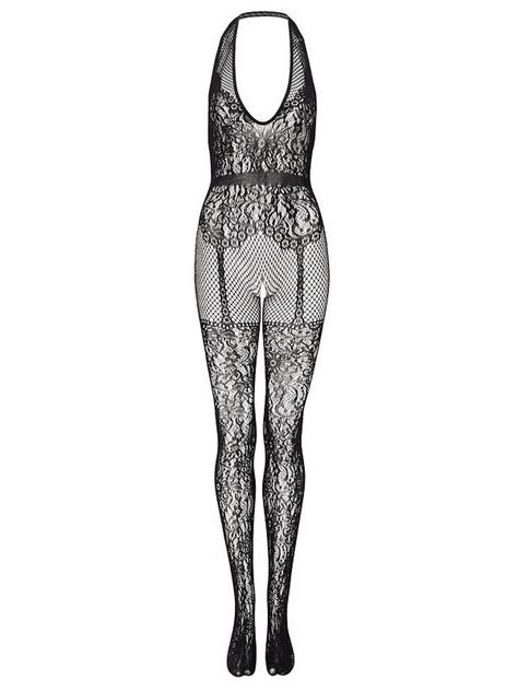 Ann Summers Bodywear Mia Crotchless Bodystocking Black Uk