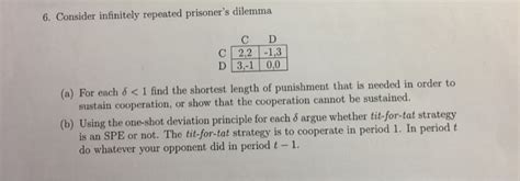 Solved Consider Infinitely Repeated Prisoner S Dilemma Chegg