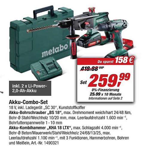 Akku Combo Set Metabo Angebot Bei Toom Baumarkt 1Prospekte De