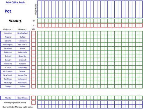 Office Football Pool Printable