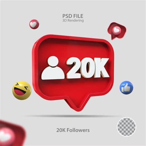 Premium Psd 3d Icon Instagram 20k Followers Render