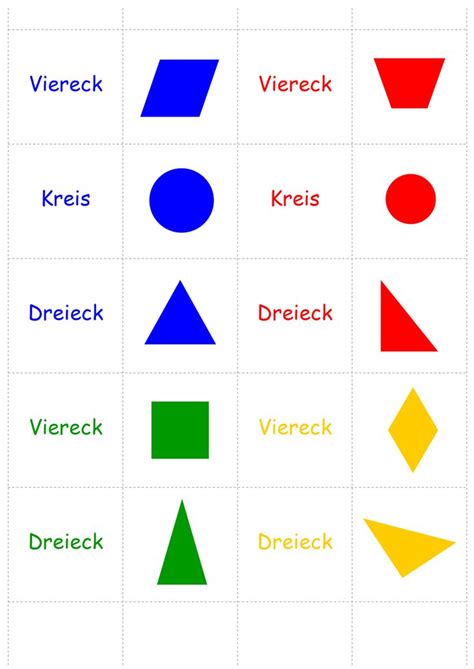 Zuordnungsspiel Memory Spiel Geometrische Fl Chen Dreieck Viereck