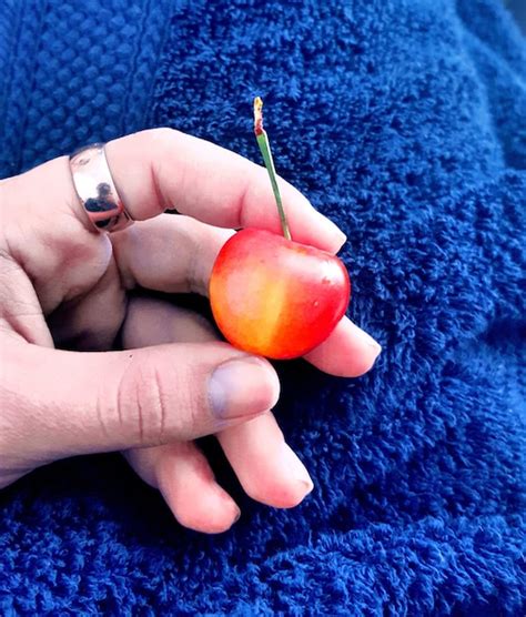 Premium Photo Close Up Of Hand Holding Cherry