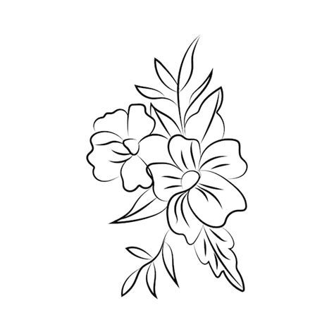 Un Dibujo En Blanco Y Negro De Flores Sobre Un Fondo Blanco Vector