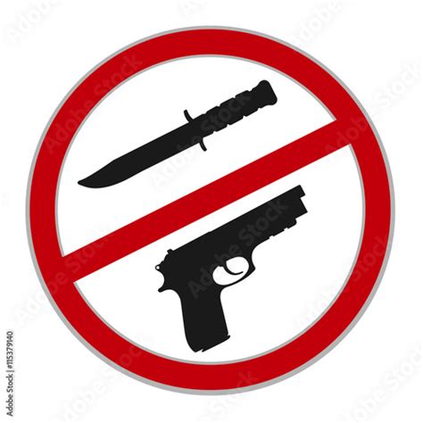 No Weapons Allowed Sign Vector Illustration Stock Image And Royalty