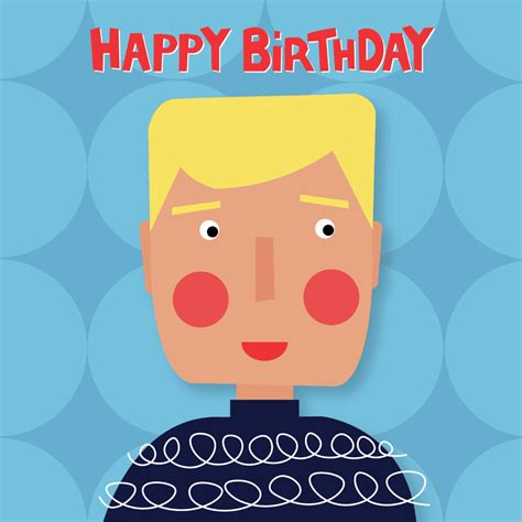 Happy Birthday Blonde Man Fwp030 Fiona Wilson Prints