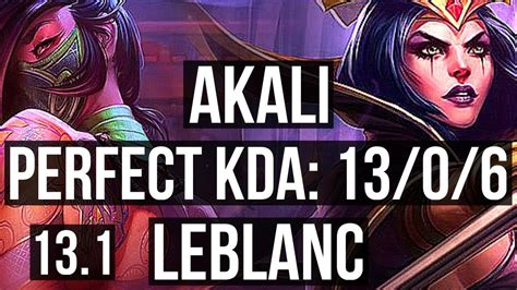 AKALI Vs LEBLANC MID 13 0 6 Legendary 600 Games EUW Master