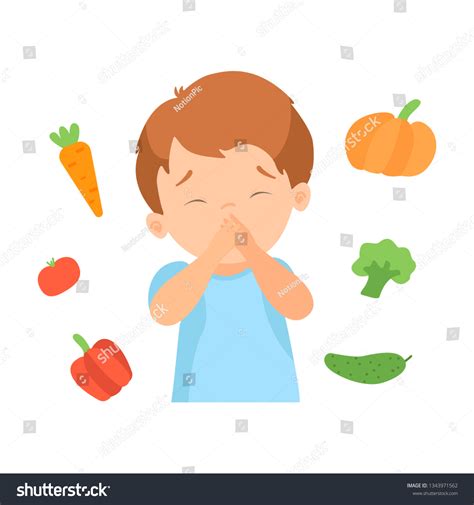 Cute Boy Refusing To Eat Vegetables Kid Does Royalty Free Stock