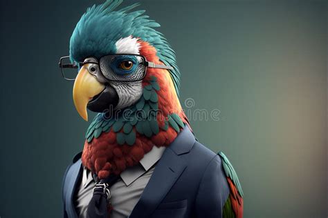 Parrot Business Portrait Dressed As A Manager Or Ceo In A Formal Office