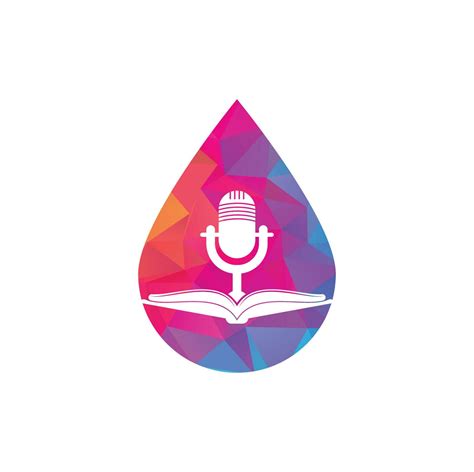 Podcast Book Drop Shape Vector Logo Design Education Podcast Logo