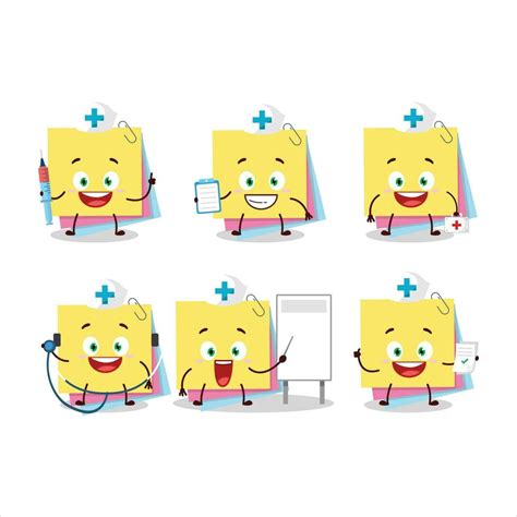 Doctor Profession Emoticon With Sticky Notes Paper Cartoon Character