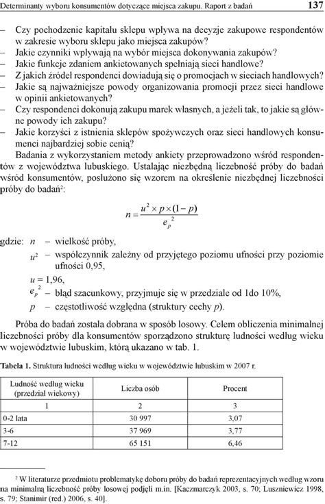 DETERMINANTY WYBORU KONSUMENTÓW DOTYCZĄCE MIEJSCA ZAKUPU RAPORT Z